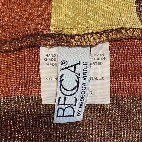 Becca Striped Brown/Gold Women's Skirt (M-L) & Bikini Bottoms Med (no top) - Picture 8 of 11